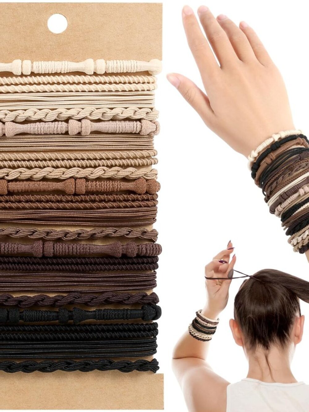 Boho Hair Ties, 20 PCS of 4 Styles Cute Bands for Thick or Thin Hair, No Damage